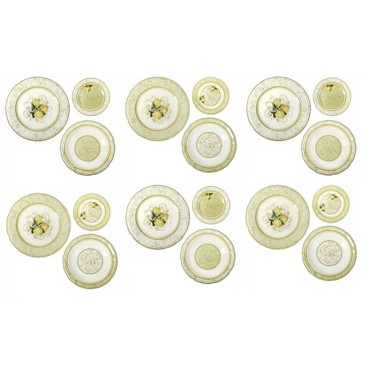 Brandani Servizio piatti tavola 18 pezzi Limoni porcellana cod.52753 Brandani